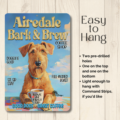 Airedale Coffee Bar Sign Bark and Brew Dog Metal Tin
