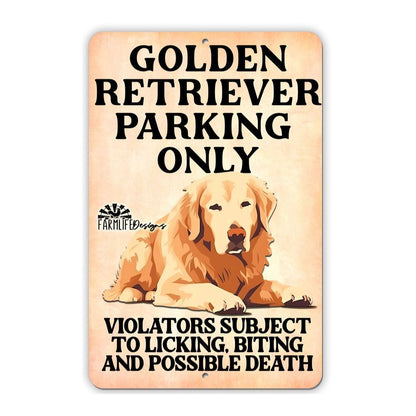 Golden Retriever Parking Sign 8"x12" Funny Indoor Outdoor Dog Sign