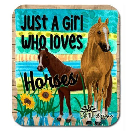 Just a Girl Who Loves Horses magnet - 4x4.5 aluminum