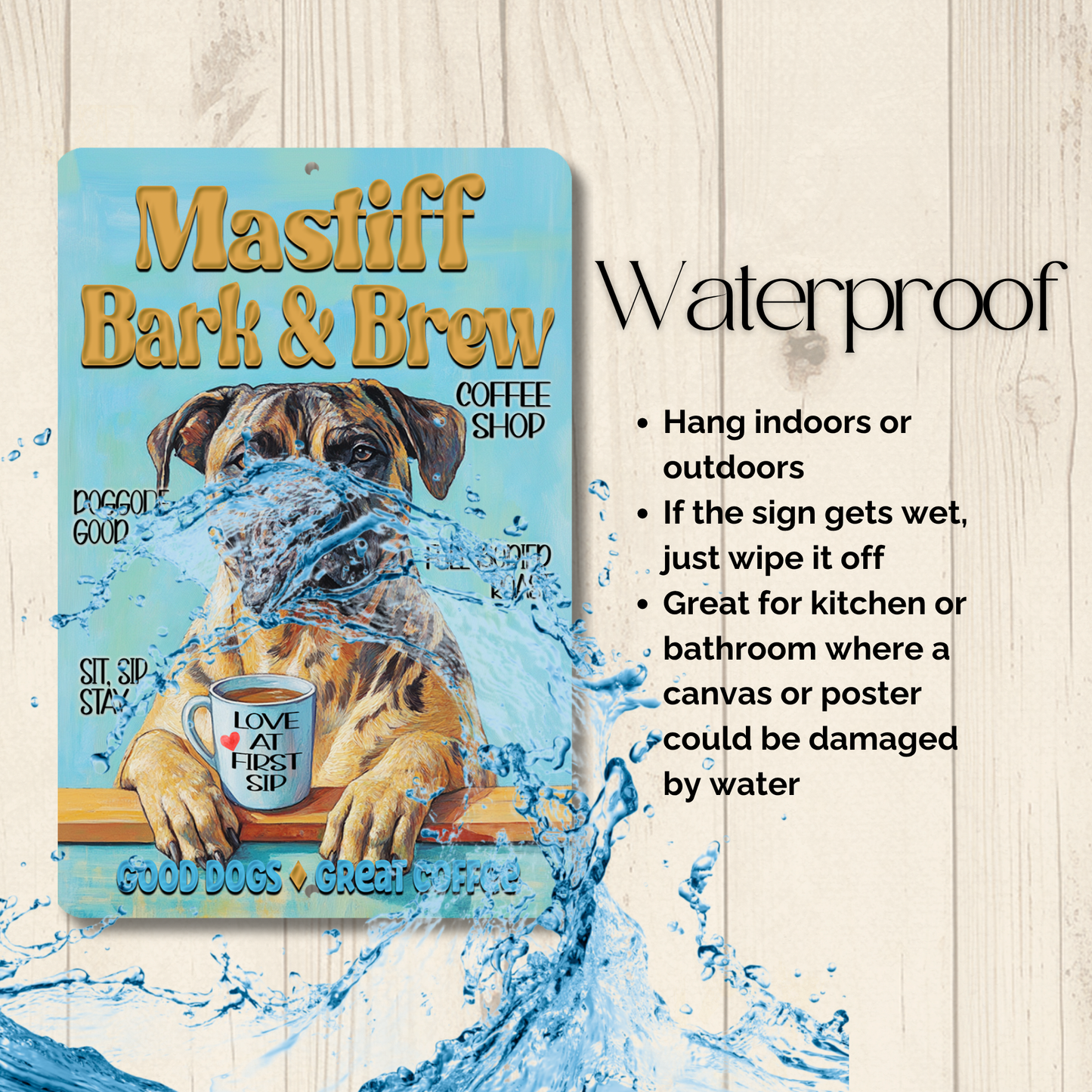 Mastiff Coffee Bar Sign Bark and Brew Dog Metal Tin