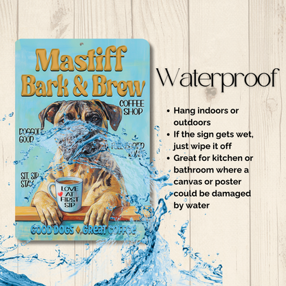 Mastiff Coffee Bar Sign Bark and Brew Dog Metal Tin