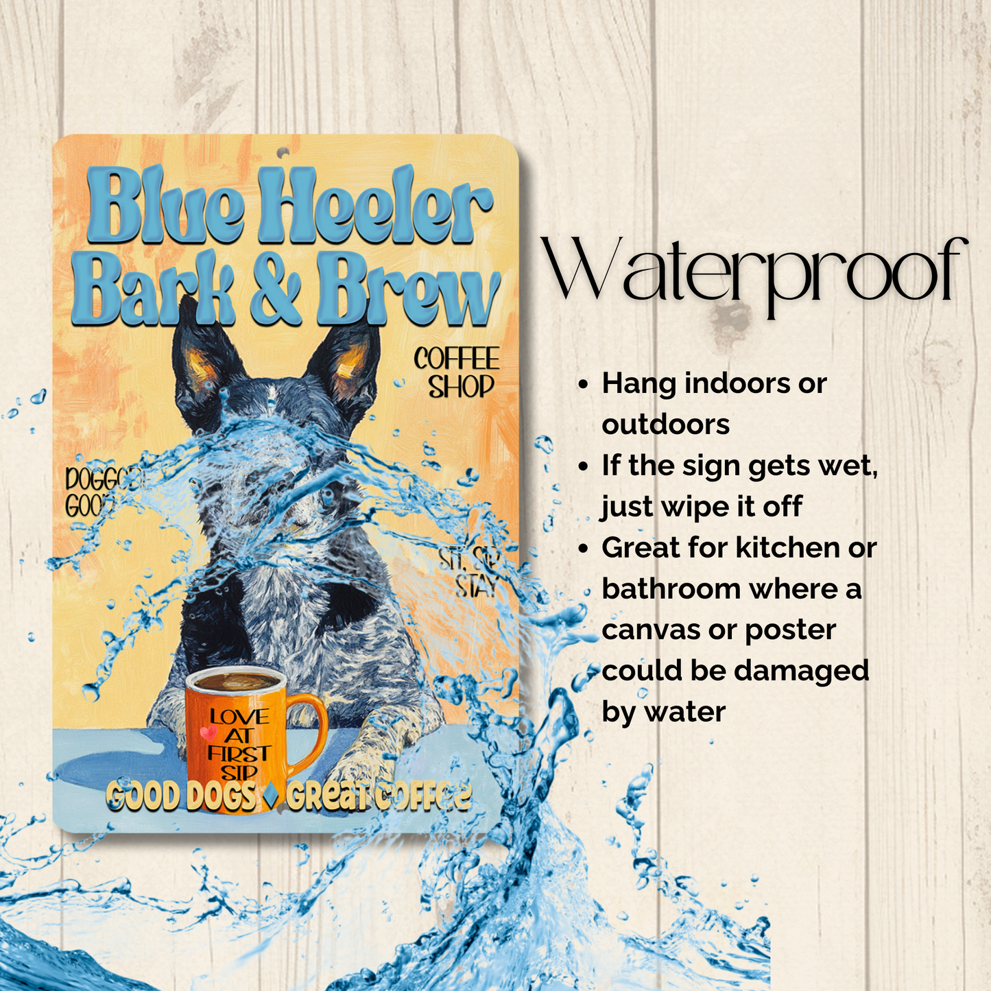 Blue Heeler Coffee Bar Sign Bark and Brew Dog Metal Tin