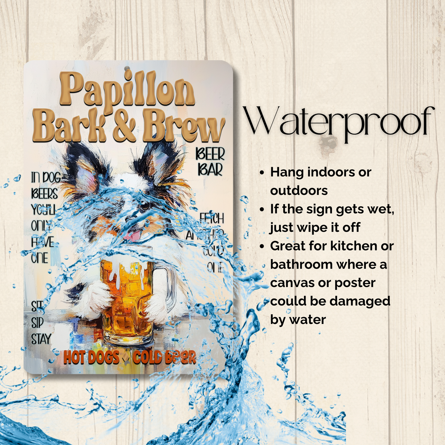 Papillon Beer Bar Sign Bark and Brew Dog Metal Tin