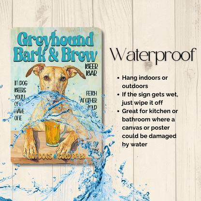 Greyhound Coffee Bar Sign Bark and Brew Dog Metal Tin