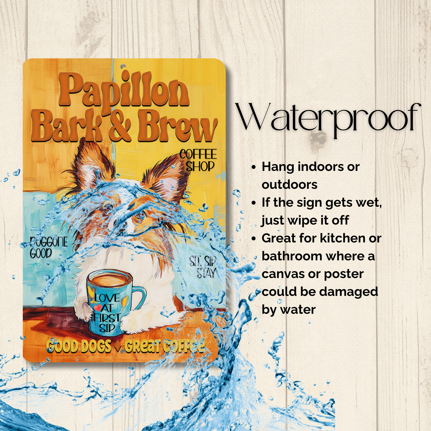 Papillon Coffee Bar Sign Bark and Brew Dog Metal Tin