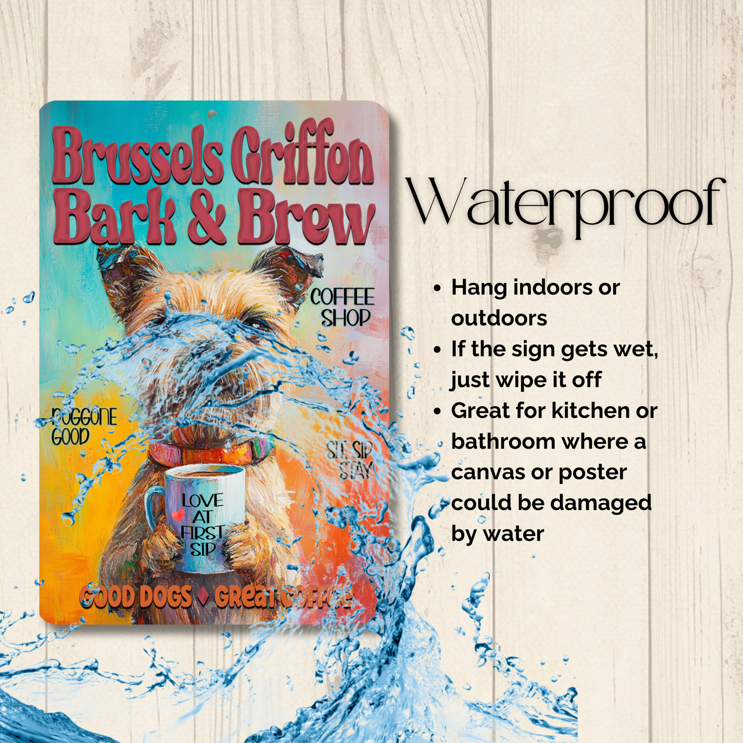 Brussels Griffon Coffee Bar Sign Bark and Brew Dog Metal Tin