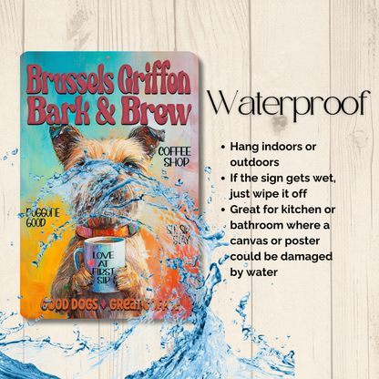 Brussels Griffon Coffee Bar Sign Bark and Brew Dog Metal Tin