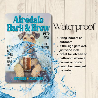 Airedale Beer Bar Sign Bark and Brew Dog Metal Tin