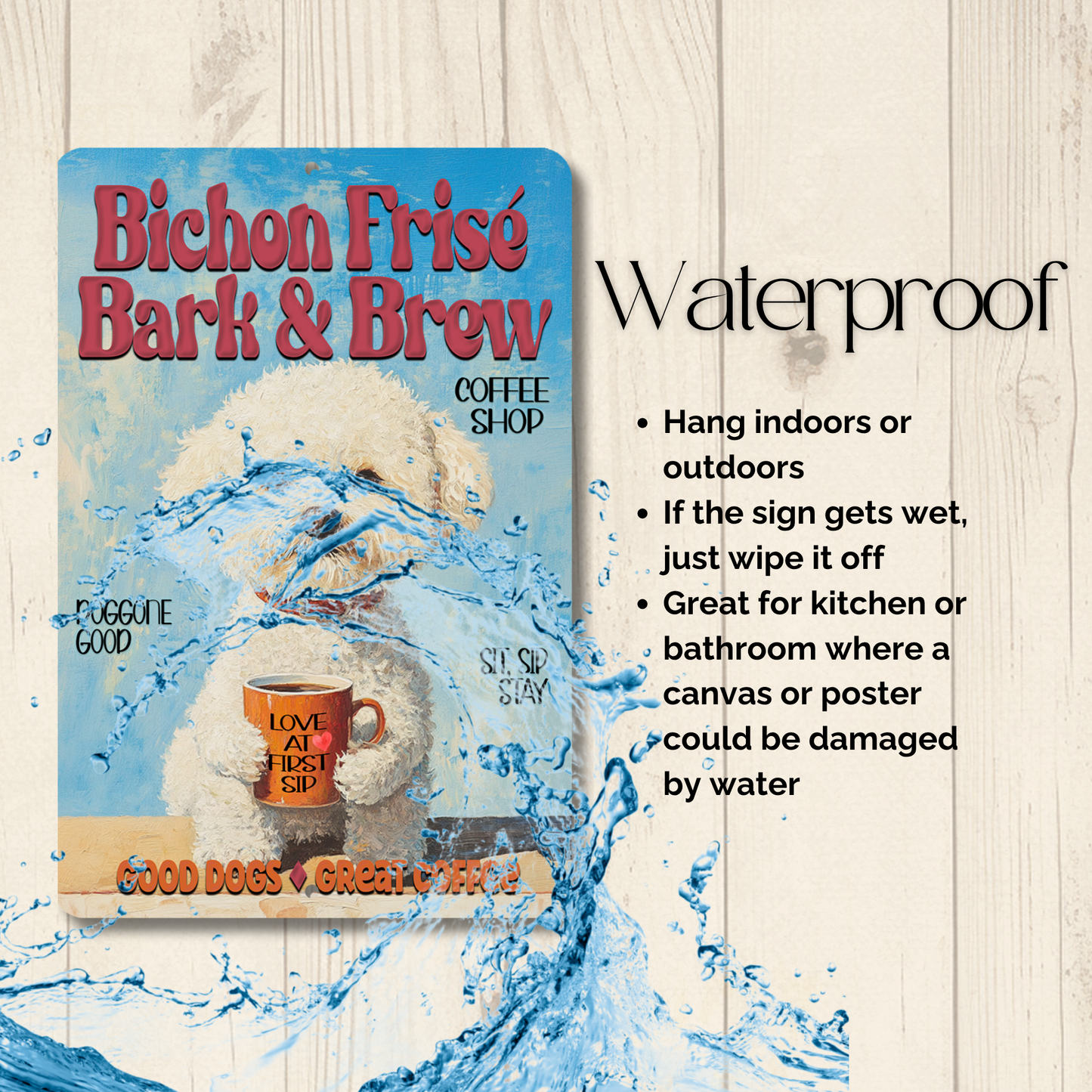 Bichon Frise Coffee Bar Sign Bark and Brew Dog Metal Tin