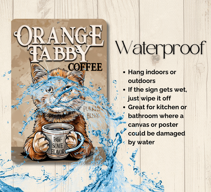 Cat Sign, Orange Tabby Kitty Coffee metal tin