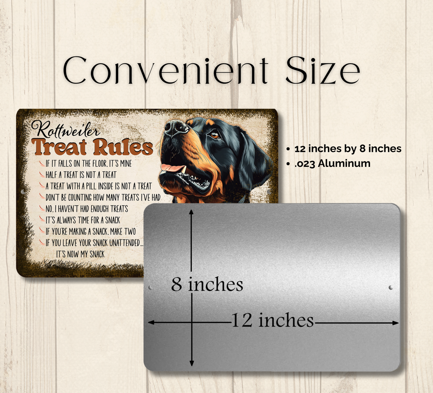 Rottweiler Sign Treat Rules dog snack metal tin