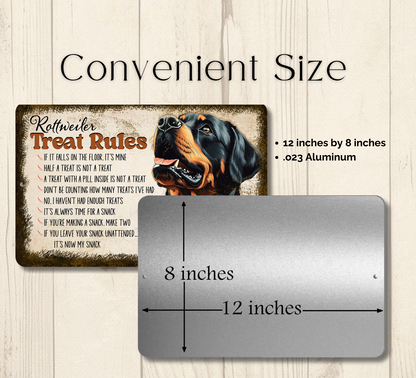 Rottweiler Sign Treat Rules dog snack metal tin