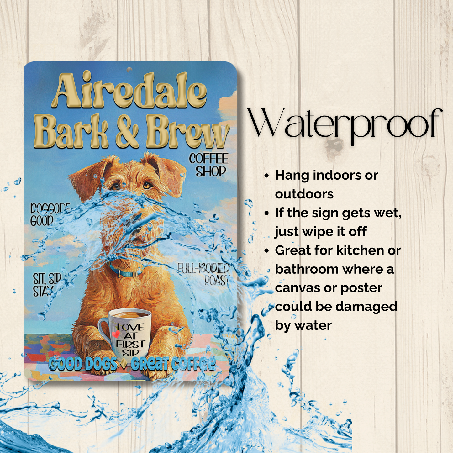 Airedale Coffee Bar Sign Bark and Brew Dog Metal Tin