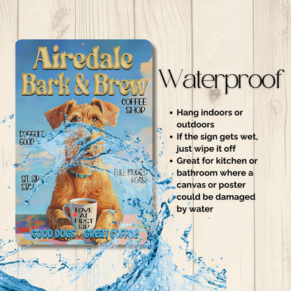 Airedale Coffee Bar Sign Bark and Brew Dog Metal Tin