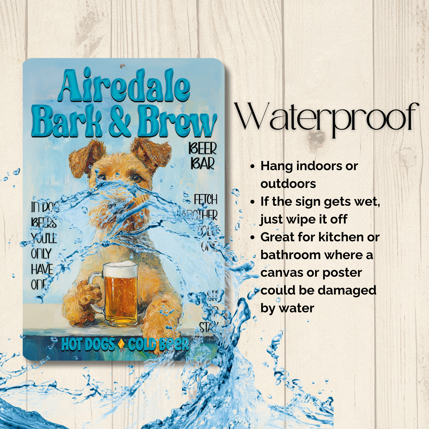 Airedale Beer Bar Sign Bark and Brew Dog Metal Tin