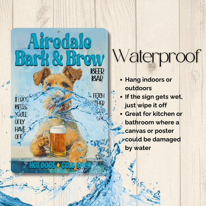 Airedale Beer Bar Sign Bark and Brew Dog Metal Tin