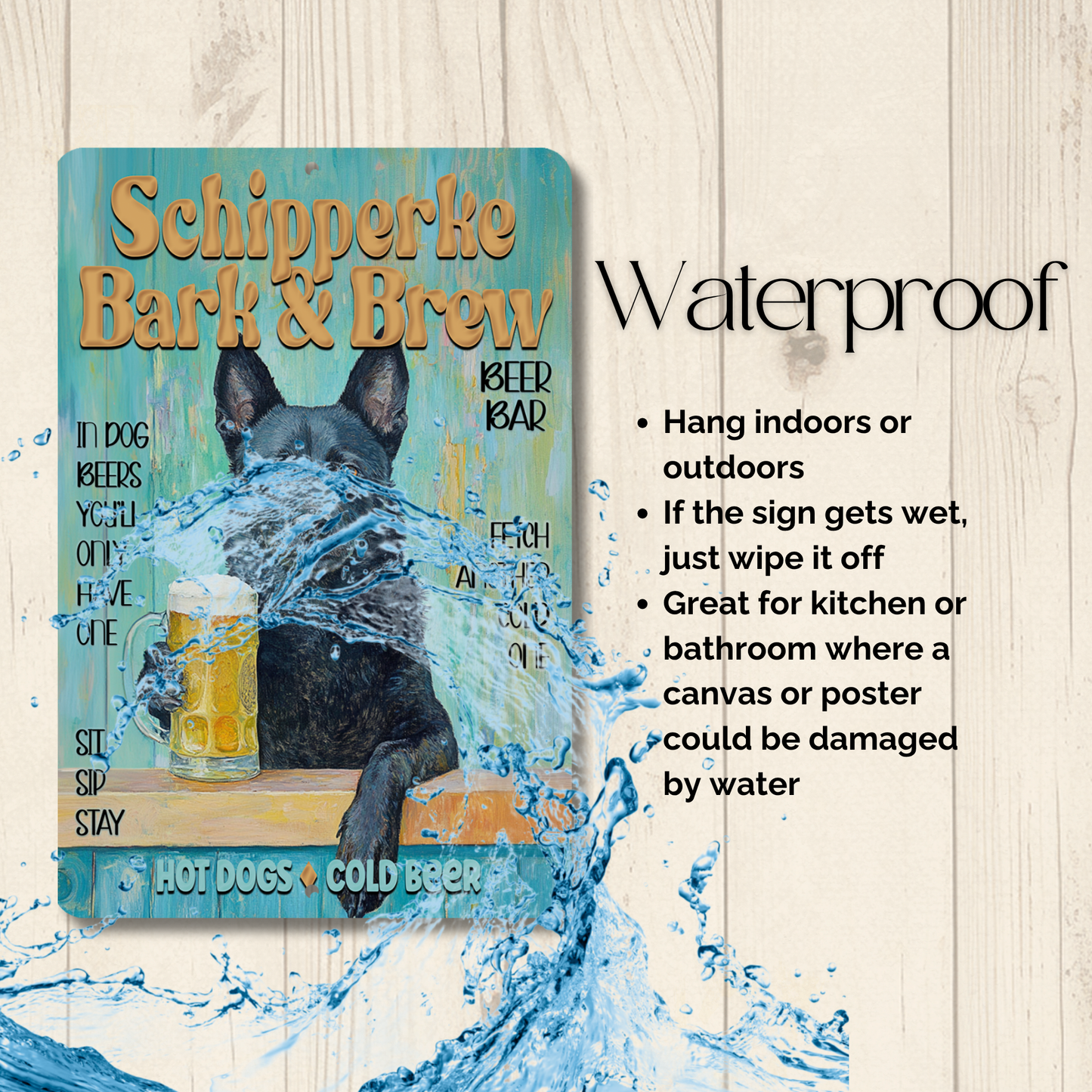 Schipperke Beer Bar Sign Bark and Brew Dog Metal Tin