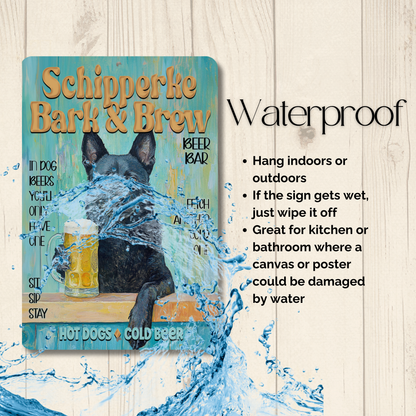 Schipperke Beer Bar Sign Bark and Brew Dog Metal Tin