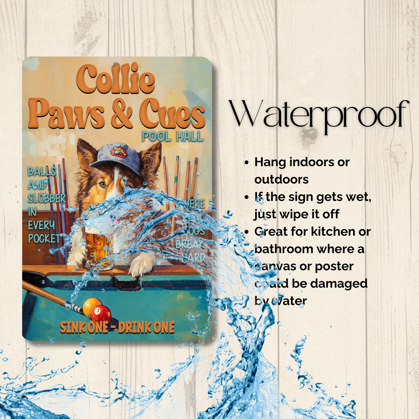Collie Beer Sports Bar Sign Paws & Cues Dog Metal Tin