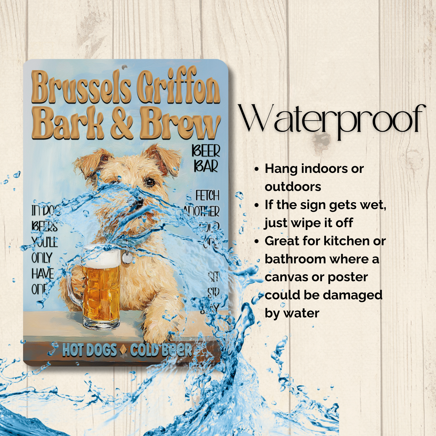 Brussels Griffon Beer Bar Sign Bark and Brew Dog Metal Tin