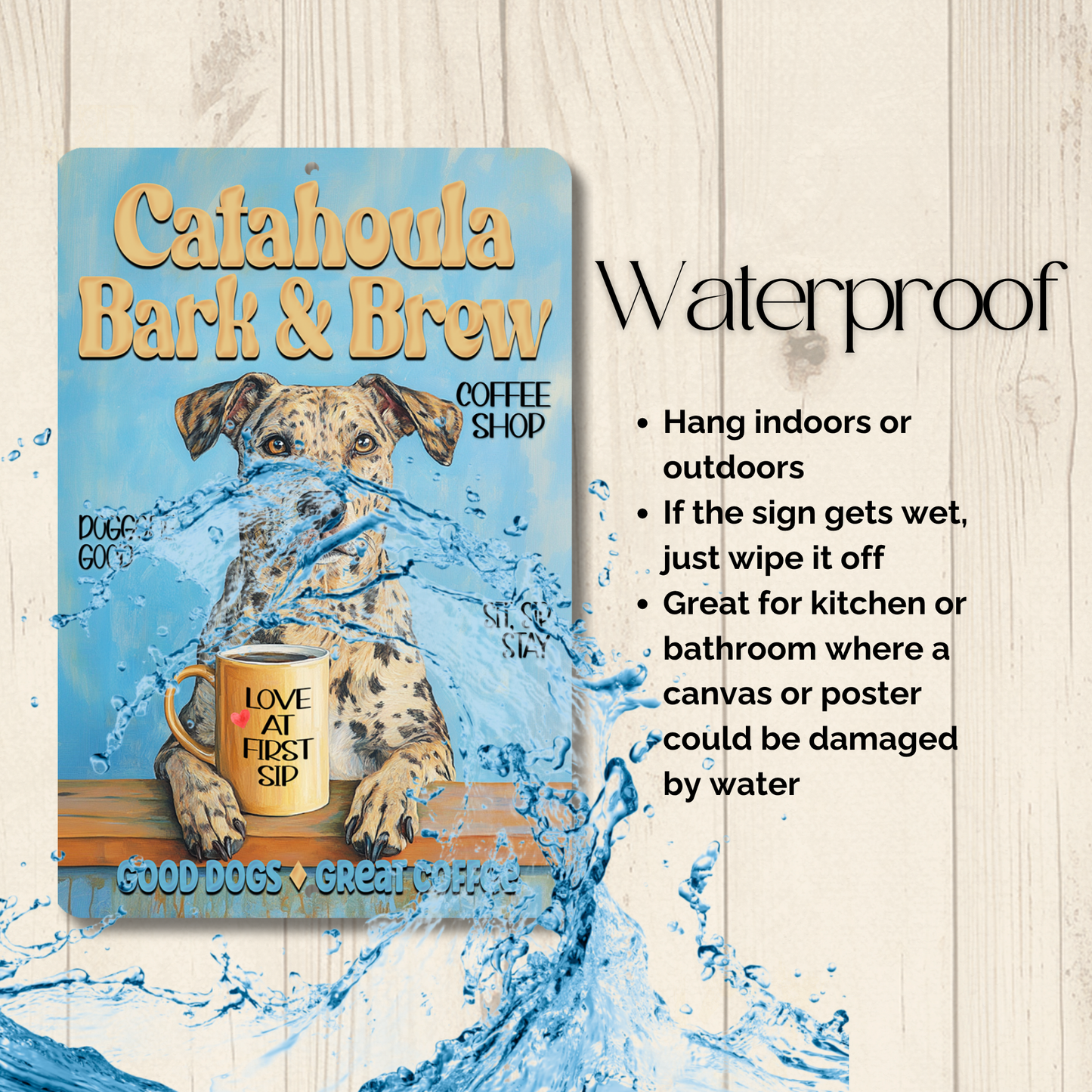 Catahoula Leopard Dog Coffee Bar Sign Bark and Brew Dog Metal Tin