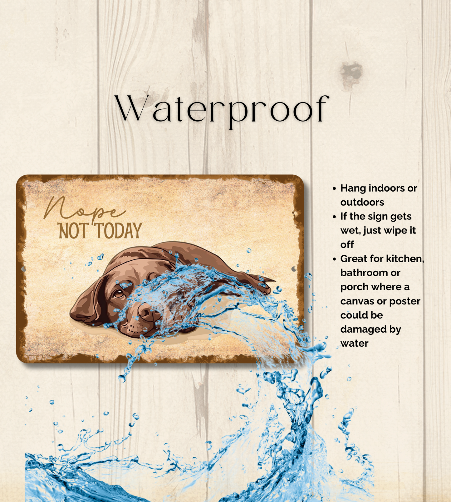 Chocolate Lab Sign Nope Not Today Funny Labrador Dog metal tin wall art
