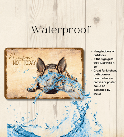 German Shepherd Sign Nope Not Today Funny Dog metal tin wall art