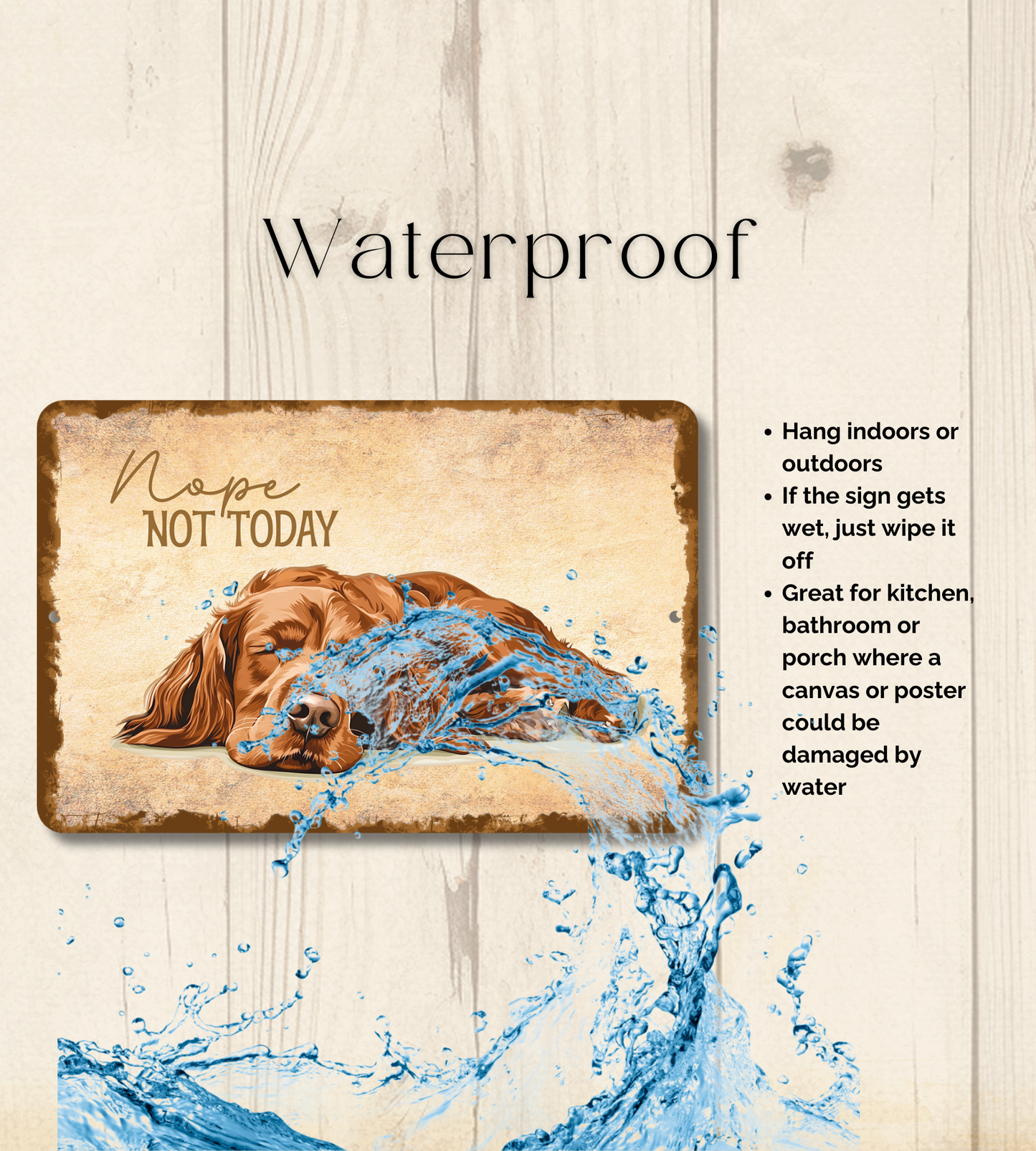 Irish Setter Sign Nope Not Today Funny Dog metal tin wall art