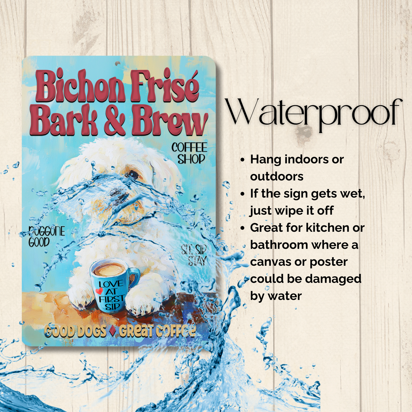 Bichon Frise Coffee Bar Sign Bark and Brew Dog Metal Tin