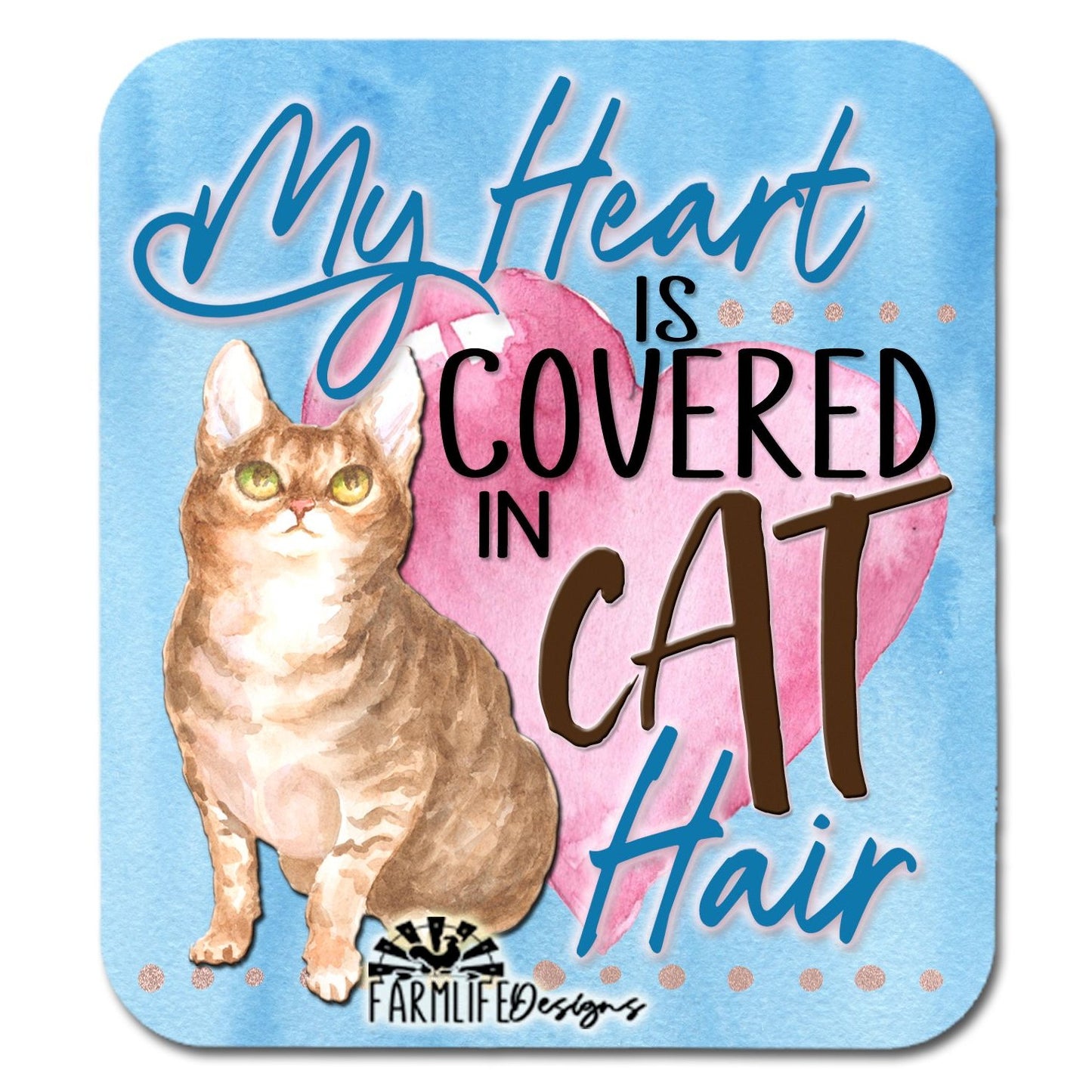 Cat Magnet - My Heart is Covered in Cat Hair - aluminum Magnet for Cat Lady cats 4" wide