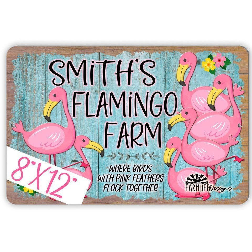 Personalized Flamingo Sign - With Your Name 12"x8" Aluminum