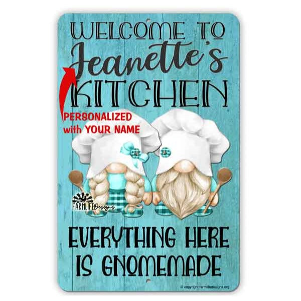 Personalized Gnome Kitchen - Your Name - cooking gnomes, gnome gift, kitchen gnomes, gnome decor