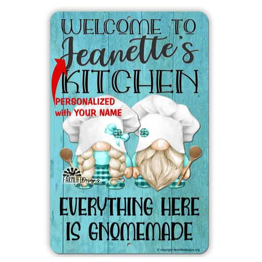 Personalized Gnome Kitchen - Your Name - cooking gnomes, gnome gift, kitchen gnomes, gnome decor