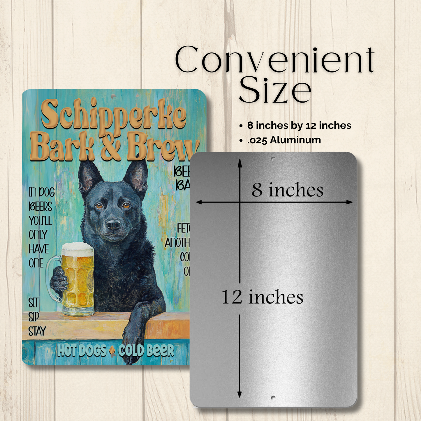 Schipperke Beer Bar Sign Bark and Brew Dog Metal Tin