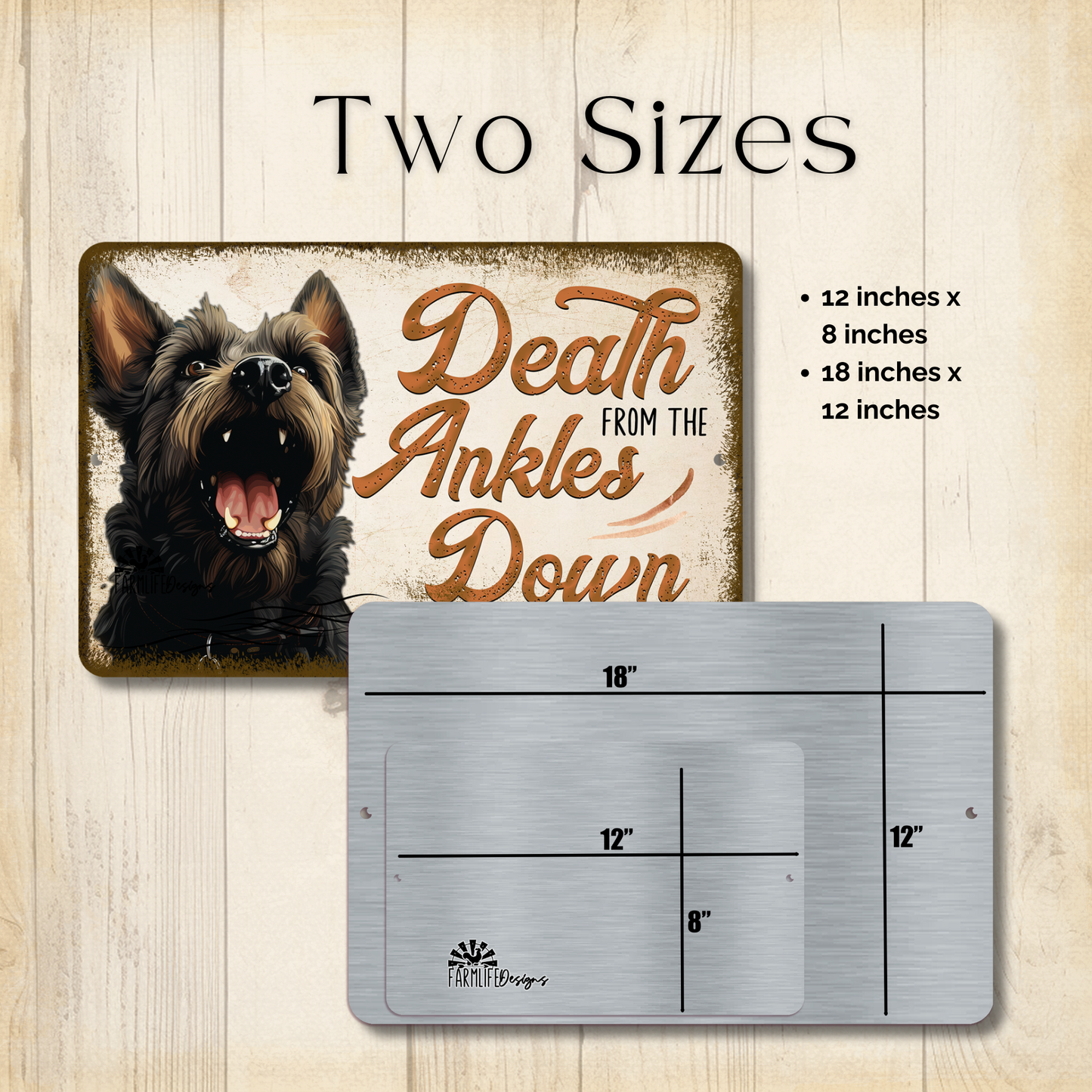 Scottish Terrier Sign Death from the Ankles Down Dog Metal Tin