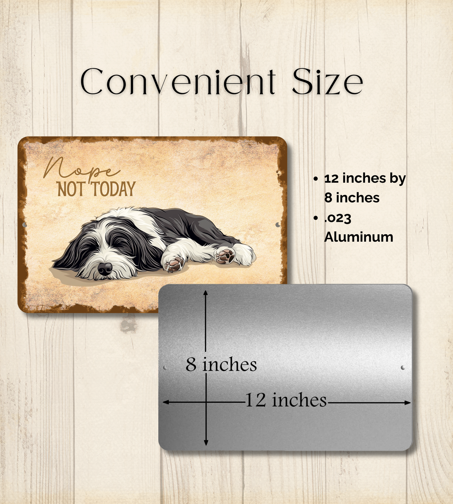 Bearded Collie Sign Nope Not Today Funny Dog metal tin wall art
