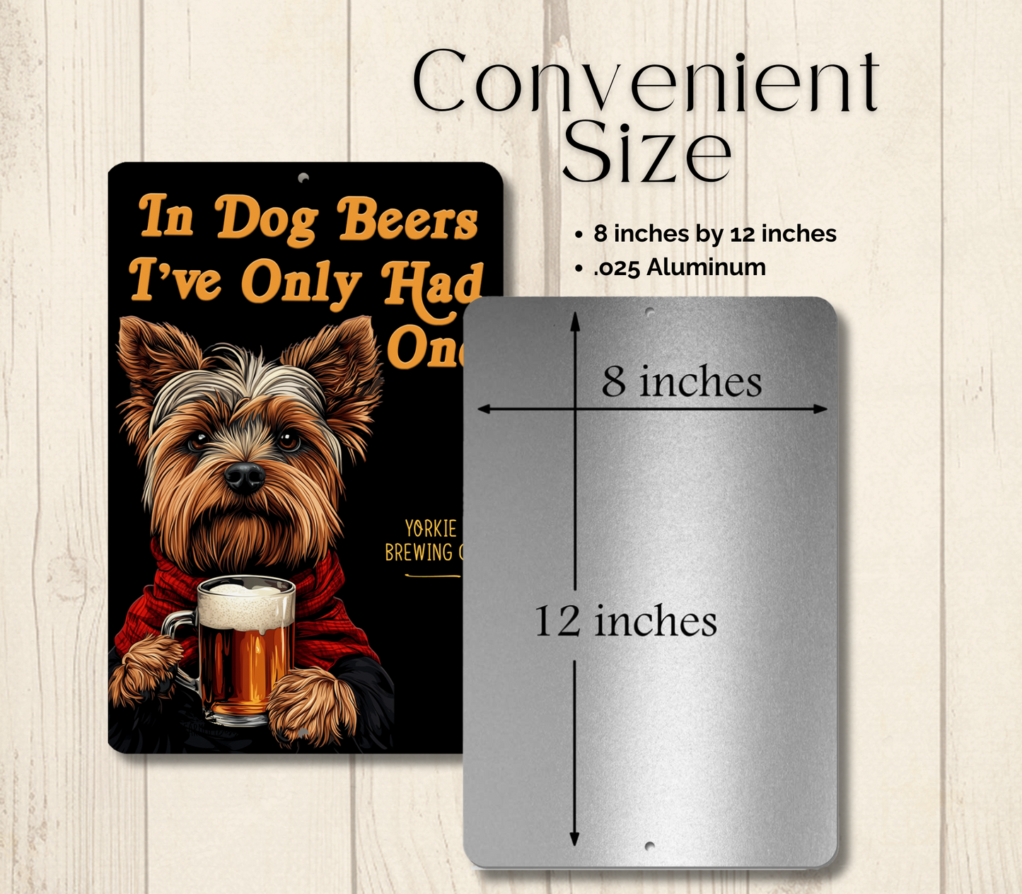 Yorkshire Terrier Sign In Dog Beers Yorkie funny man cave bar metal tin