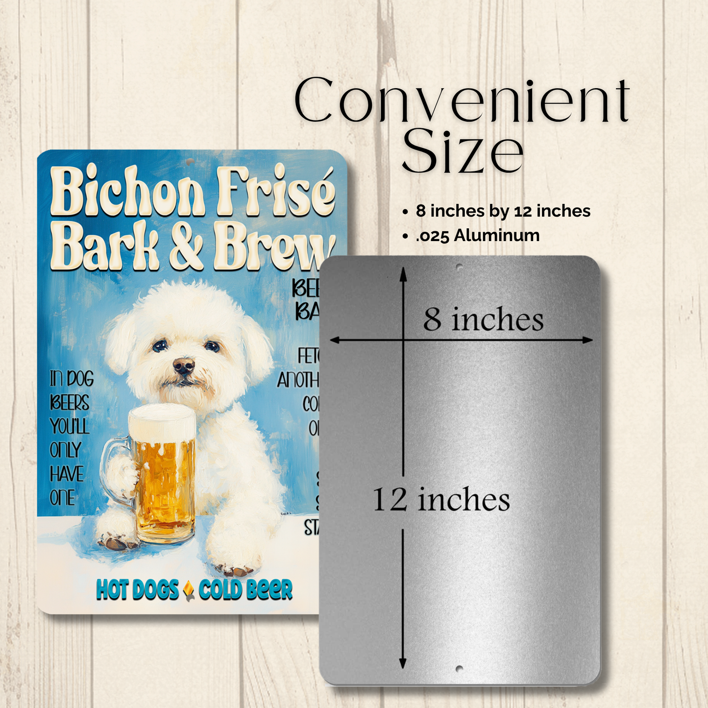 Bichon Frise Beer Bar Sign Bark and Brew Dog Metal Tin