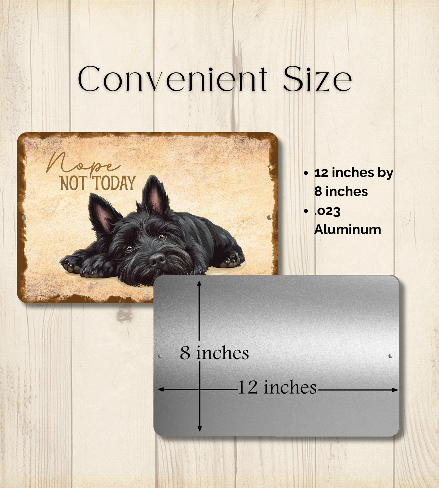 Scottish Terrier Sign Nope Not Today Funny Scottie Dog metal tin wall art