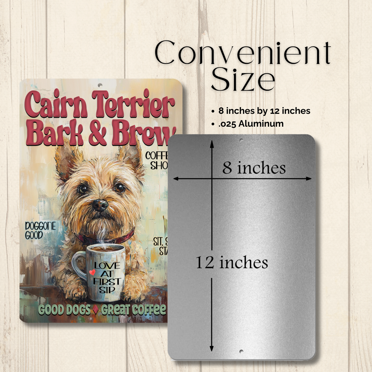 Cairn Terrier Coffee Bar Sign Bark and Brew Dog Metal Tin