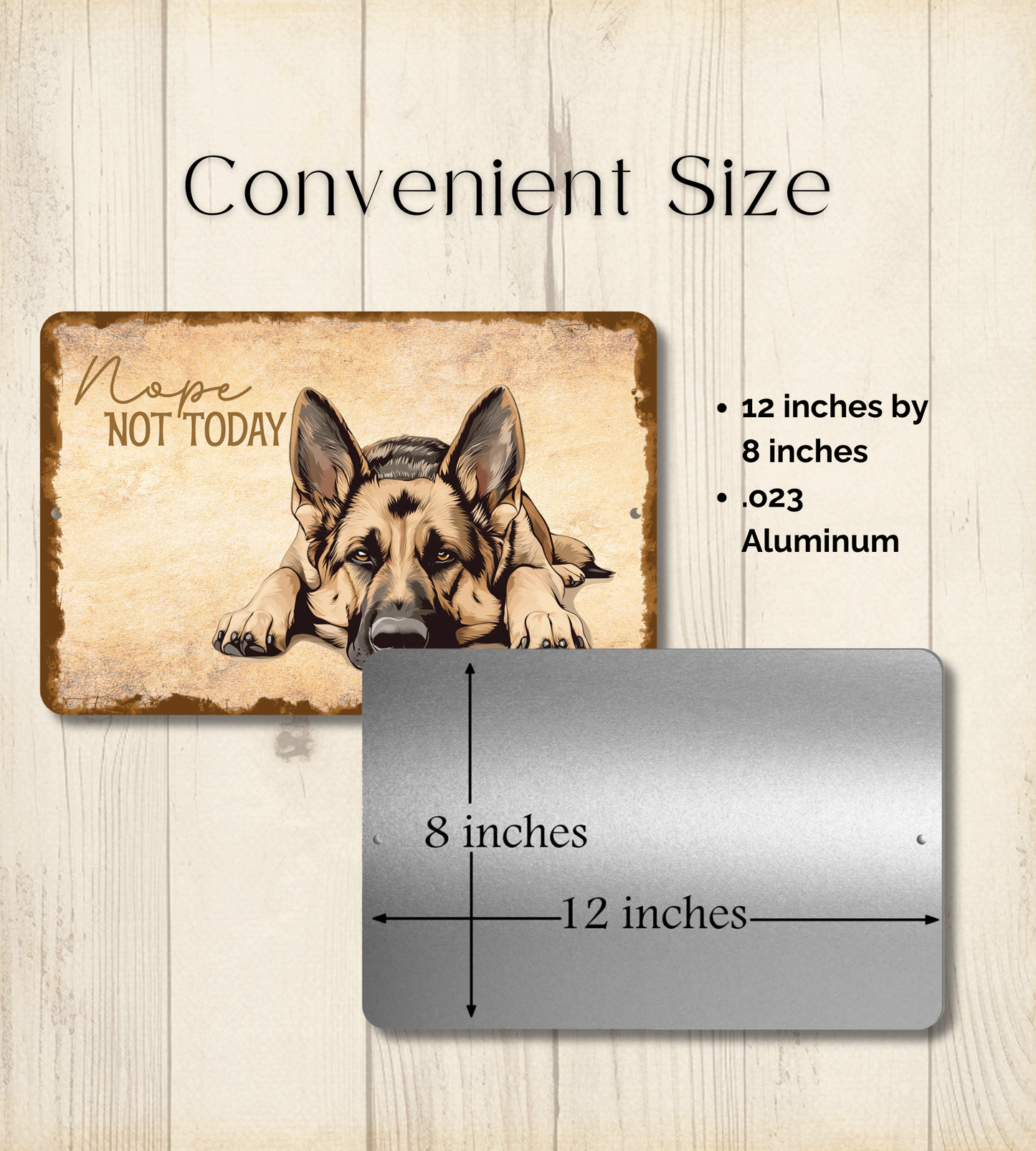 German Shepherd Sign Nope Not Today Funny Dog metal tin wall art
