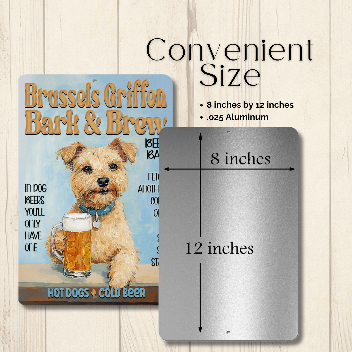 Brussels Griffon Beer Bar Sign Bark and Brew Dog Metal Tin