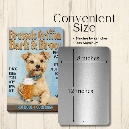 Brussels Griffon Beer Bar Sign Bark and Brew Dog Metal Tin