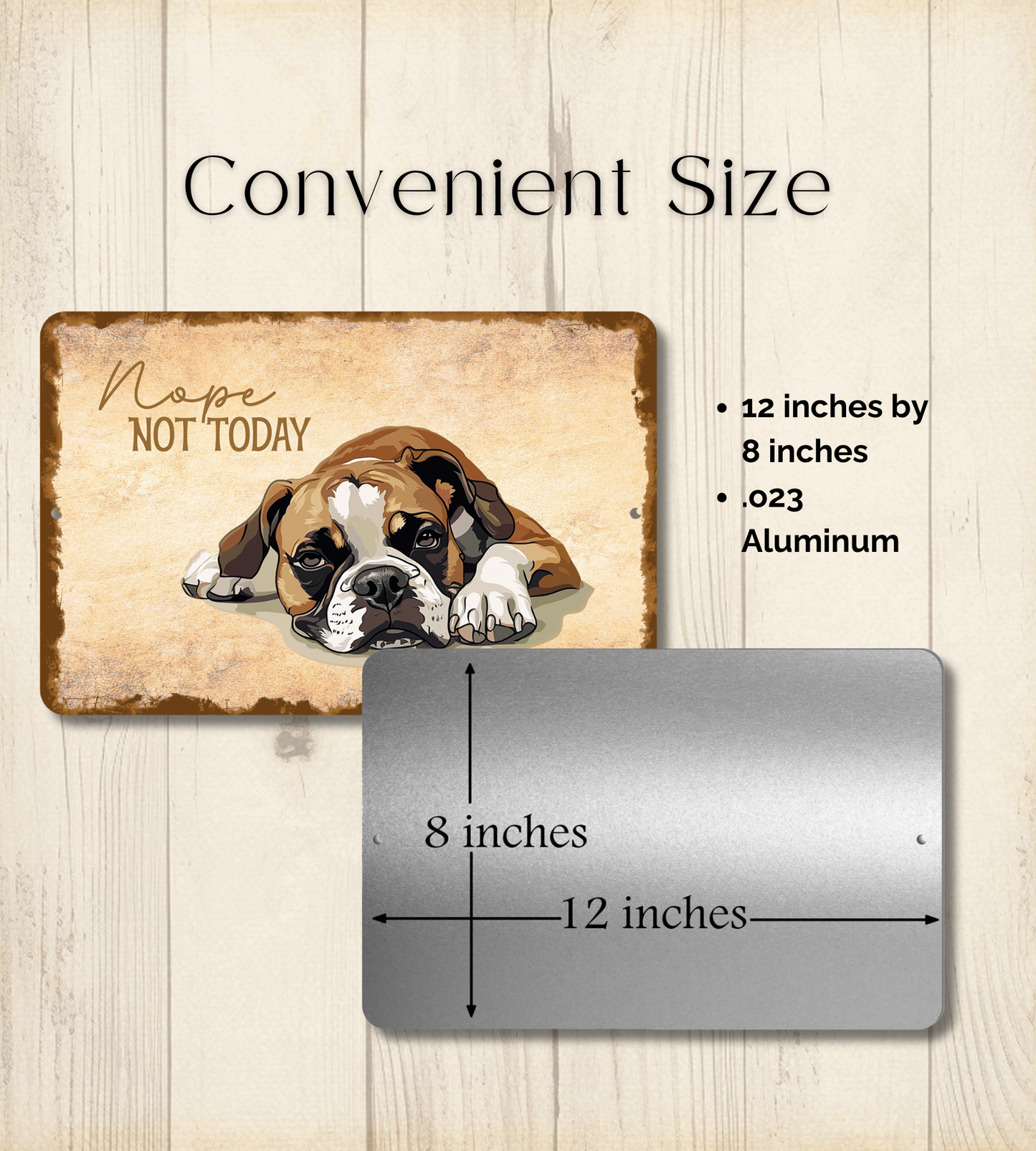 Boxer Sign Nope Not Today Funny Dog metal tin wall art