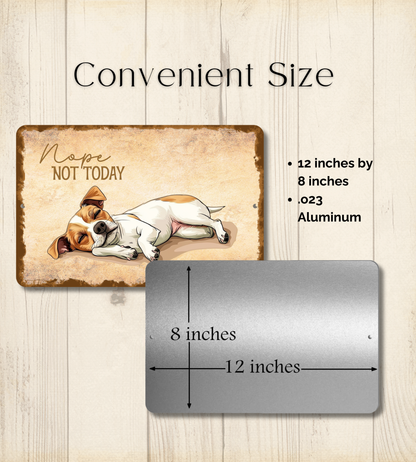 Jack Russell Terrier Sign Nope Not Today Funny Dog metal tin wall art