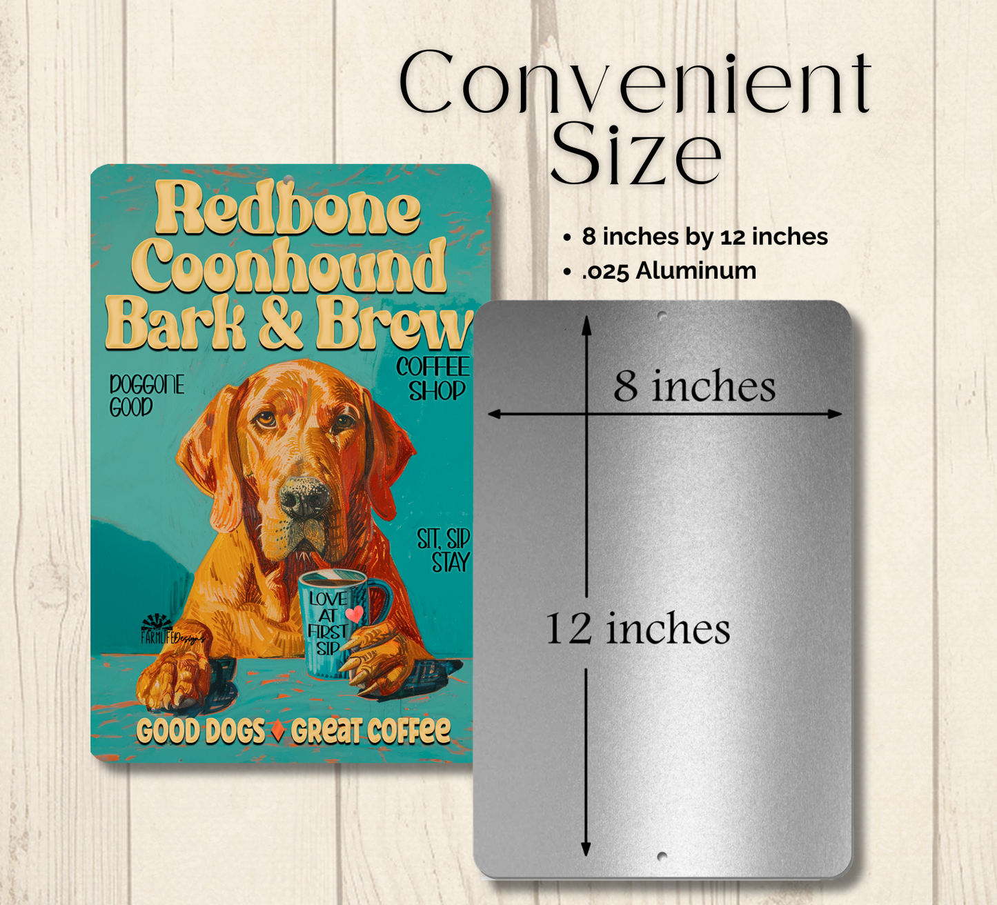 Redbone Coonhound Coffee Bar Sign Bark and Brew Dog Metal Tin