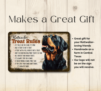 Rottweiler Sign Treat Rules dog snack metal tin