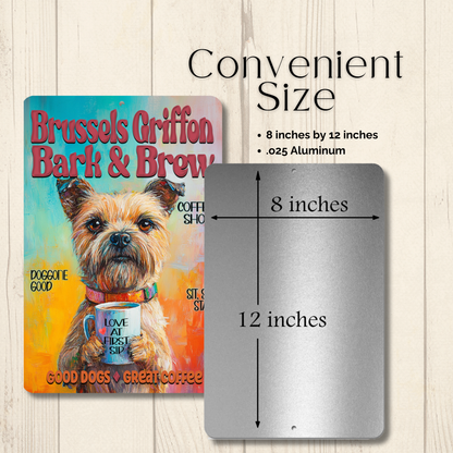 Brussels Griffon Coffee Bar Sign Bark and Brew Dog Metal Tin