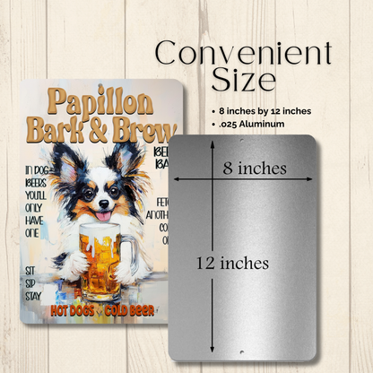 Papillon Beer Bar Sign Bark and Brew Dog Metal Tin