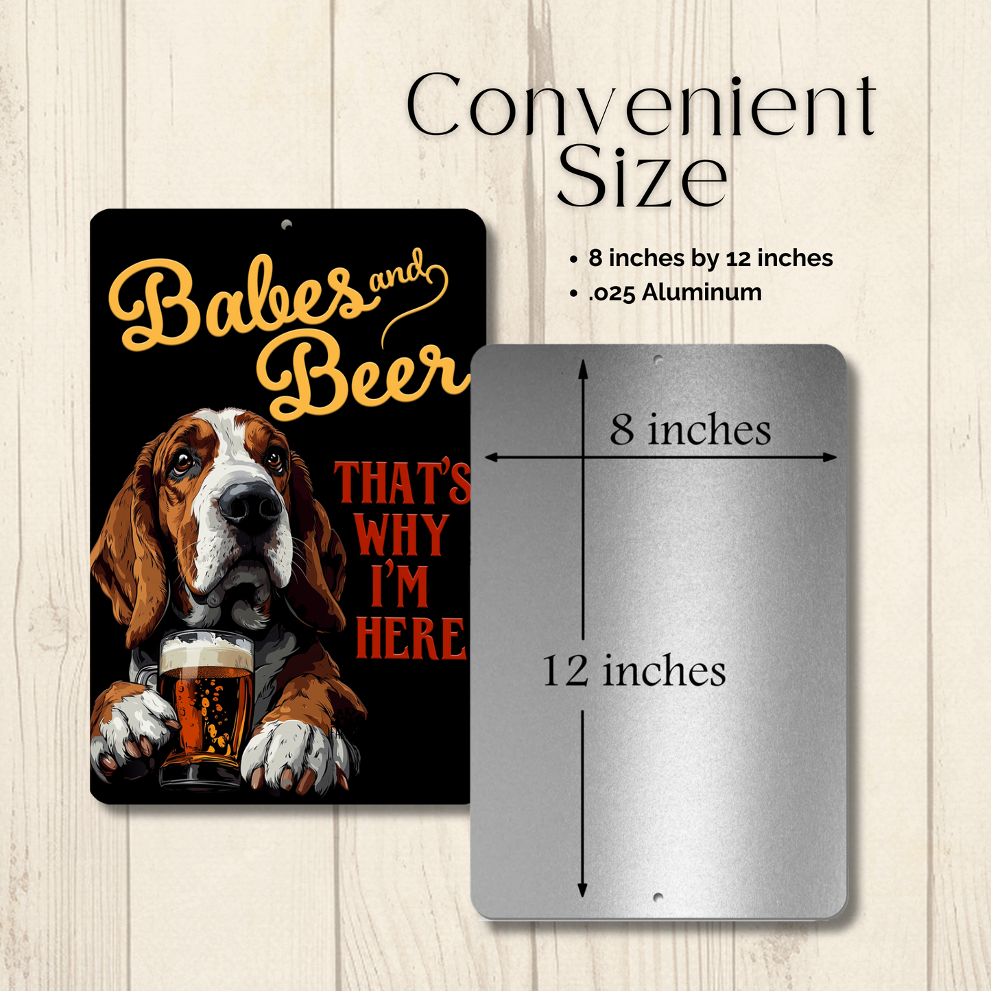 Basset Hound Babes and Beer dog bar man cave sign metal tin
